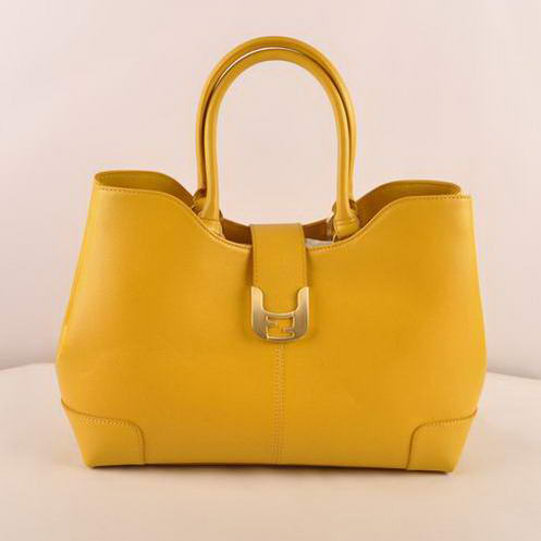 2546 Fendi 2jours Saffiiano Leather Tote Bag 2546 Giallo